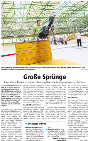 ProFiliis unterstützt das Parkour-Angebot im DKH