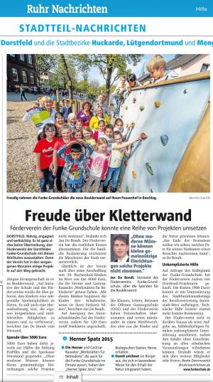 Kletterwand für die Funke-Grundschule