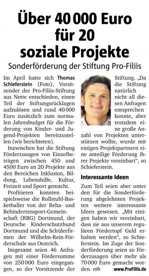 ProFiliis Sonderförderaktion 2015