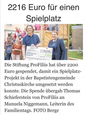 Neuer Spielplatz an der Christuskirche