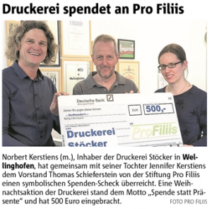 Spende der Druckerei Stöcker