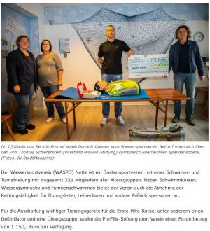 ProFiliis fördert den Wassersportverein Nette