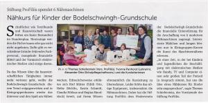 Nähkurs für Kinder der Bodelschwingh Grundschule