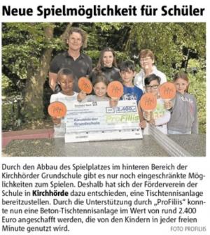 Kirchhörder Grundschule bekommt neue Tischtennisplatte