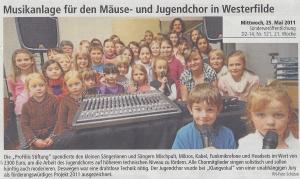 Musikanlage für den Mäuse- und Jugendchor aus Westerfilde