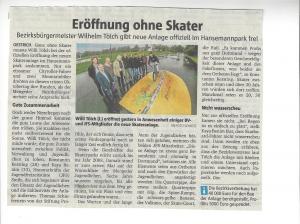 Eröffnung der Skateranlage in Mengede