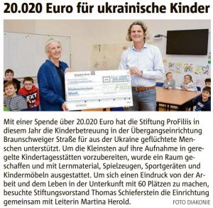 20.020 Euro für ukrainische Kinder